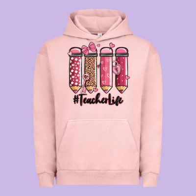 Valentine's Day Teacher Life Pencils Urban Hoodie Designed By Maliassmallbusiness
