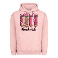 Pigment Salmon valentine's day teacher life pencils Urban Hoodie - MaliasSmallBusiness