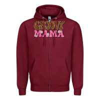 Burgundy groovy mama Zipper Hoodie - texasbilliewilder