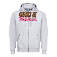 Heather Grey groovy mama Zipper Hoodie - texasbilliewilder