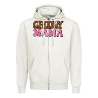 Oatmeal Heather groovy mama Zipper Hoodie - texasbilliewilder
