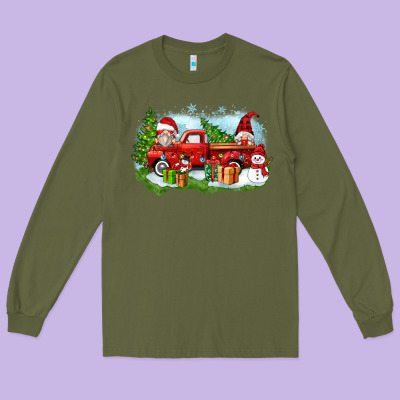 Long Sleeve Tee Christmas gnomes truck