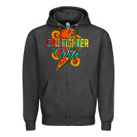 Charcoal Heather firefighter wife with lightning bolt Zipper Hoodie - Zillion Design Studio