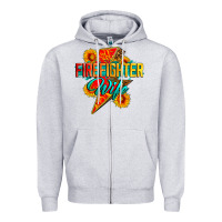 Heather Grey firefighter wife with lightning bolt Zipper Hoodie - Zillion Design Studio