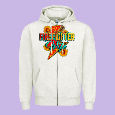 Firefighter Wife With Lightning Bolt Zipper Hoodie Designed By Zillion Design Studio