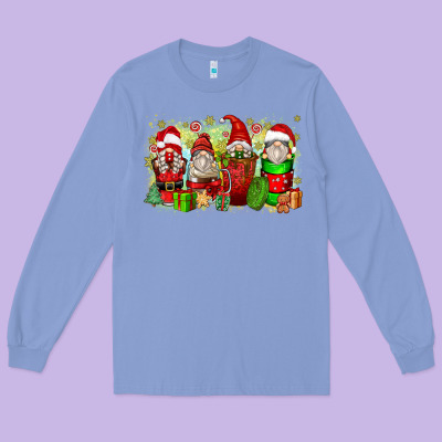 Long Sleeve Tee Christmas gnome coffee cups