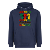 Navy juneteenth celebrating black freedom Heavyweight Hoodie - HRA Design Shop