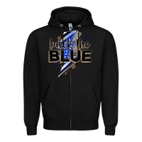 Black back the blue with lightning bolt Zipper Hoodie - Zillion Design Studio