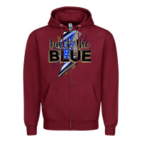 Burgundy back the blue with lightning bolt Zipper Hoodie - Zillion Design Studio