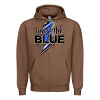 Chestnut back the blue with lightning bolt Zipper Hoodie - Zillion Design Studio