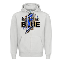 Dove Grey back the blue with lightning bolt Zipper Hoodie - Zillion Design Studio