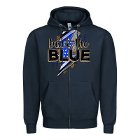 Navy back the blue with lightning bolt Zipper Hoodie - Zillion Design Studio