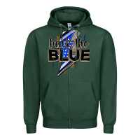 Sports Green back the blue with lightning bolt Zipper Hoodie - Zillion Design Studio