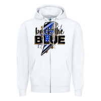 Back The Blue With Lightning Bolt Zipper Hoodie | Teevron