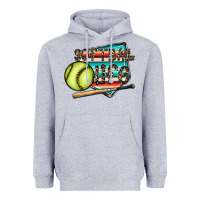 Heather Grey softball life Heavyweight Hoodie - CowhideDigitalArt