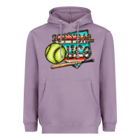 Lavender softball life Heavyweight Hoodie - CowhideDigitalArt