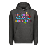 Charcoal Heather everyone communicates differently Premium Hoodie - MaliasSmallBusiness