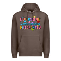 Coffee everyone communicates differently Premium Hoodie - MaliasSmallBusiness