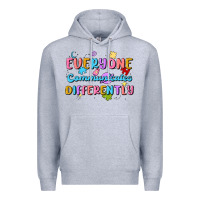 Heather Grey everyone communicates differently Premium Hoodie - MaliasSmallBusiness