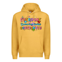 Mustard everyone communicates differently Premium Hoodie - MaliasSmallBusiness