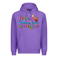 Purple everyone communicates differently Premium Hoodie - MaliasSmallBusiness