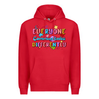Red everyone communicates differently Premium Hoodie - MaliasSmallBusiness