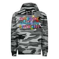 Slate Camo everyone communicates differently Premium Hoodie - MaliasSmallBusiness
