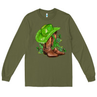 Army Green green  cowgirl and roses Long Sleeve Tee - AdoDesignShop