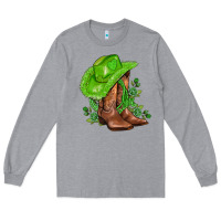 Heather Grey green  cowgirl and roses Long Sleeve Tee - AdoDesignShop