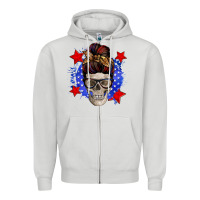 Dove Grey American mom skull Zipper Hoodie - Zillion Design Studio