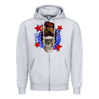 Heather Grey American mom skull Zipper Hoodie - Zillion Design Studio