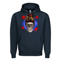 Navy American mom skull Zipper Hoodie - Zillion Design Studio