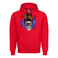 Red American mom skull Zipper Hoodie - Zillion Design Studio