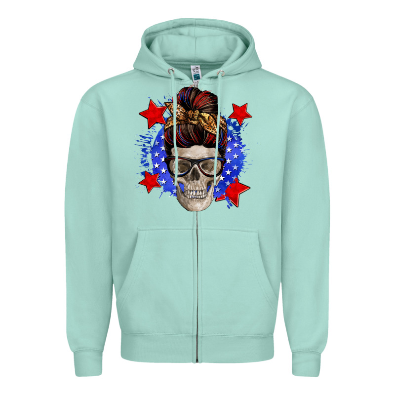 American Mom Skull Zipper Hoodie by Zillion Design Studio | Teevron