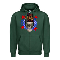 Sports Green American mom skull Zipper Hoodie - Zillion Design Studio