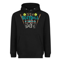 Black softball Heavyweight Hoodie - CowhideDigitalArt