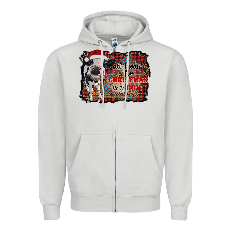 All I Want For Christmas Is A Cow Aztec Zipper Hoodie by RanaPortraitStore | Teevron