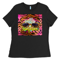 Black hello sunshine Ladies Tee - BarkalooDesign