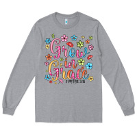 Heather Grey grow in grace Long Sleeve Tee - texasbilliewilder