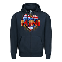 Navy American mini heart Zipper Hoodie - Zillion Design Studio