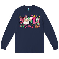 Navy pink santa baby christmas Long Sleeve Tee - Zillion Design Studio