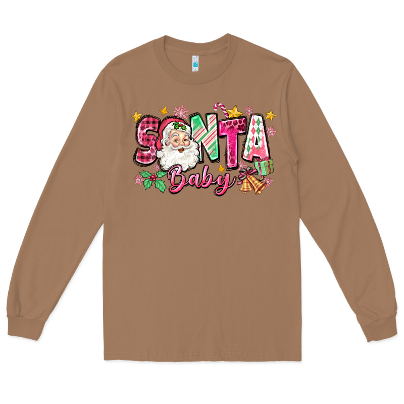 Pink Santa Baby Christmas Long Sleeve Tee by Zillion Design Studio | Teevron