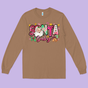 Pink Santa Baby Christmas Long Sleeve Tee Designed By Zillion Design Studio