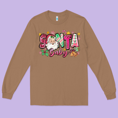 Long Sleeve Tee pink santa baby christmas
