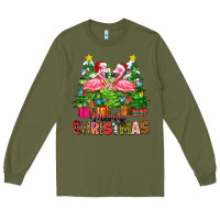 Army Green merry christmas flamingo Long Sleeve Tee - Zillion Design Studio