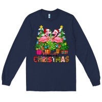 Navy merry christmas flamingo Long Sleeve Tee - Zillion Design Studio