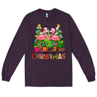 Plum merry christmas flamingo Long Sleeve Tee - Zillion Design Studio