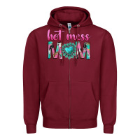 Burgundy hot mess mom Zipper Hoodie - texasbilliewilder