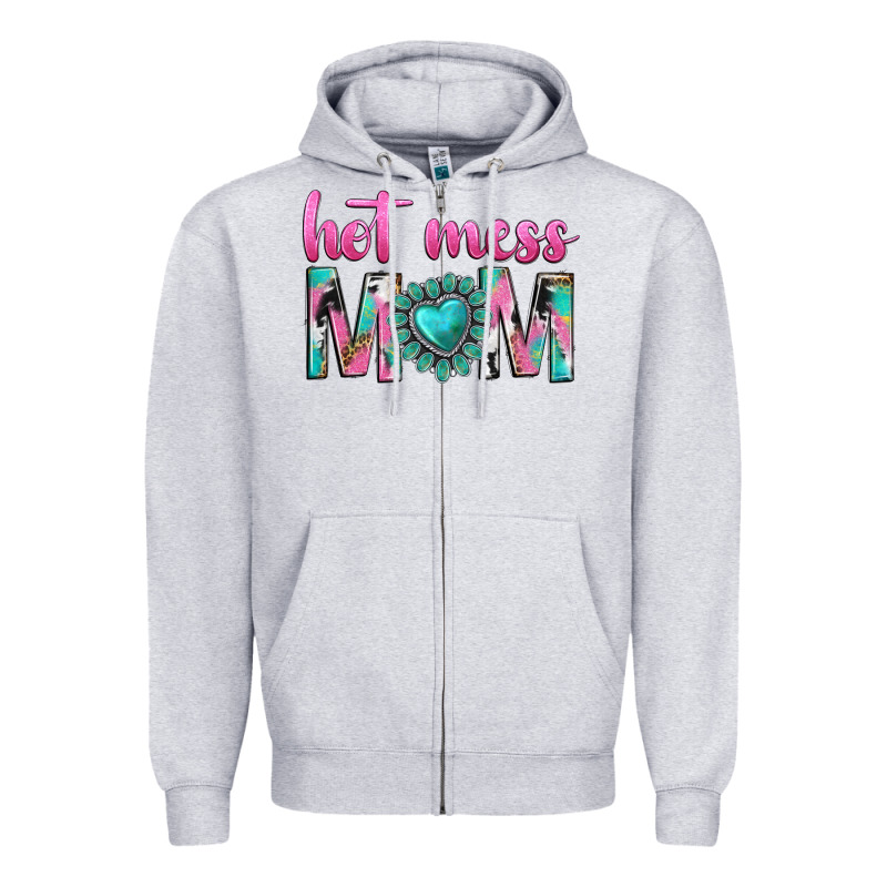 Hot Mess Mom Zipper Hoodie by texasbilliewilder | Teevron