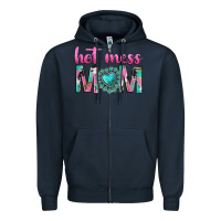 Navy hot mess mom Zipper Hoodie - texasbilliewilder